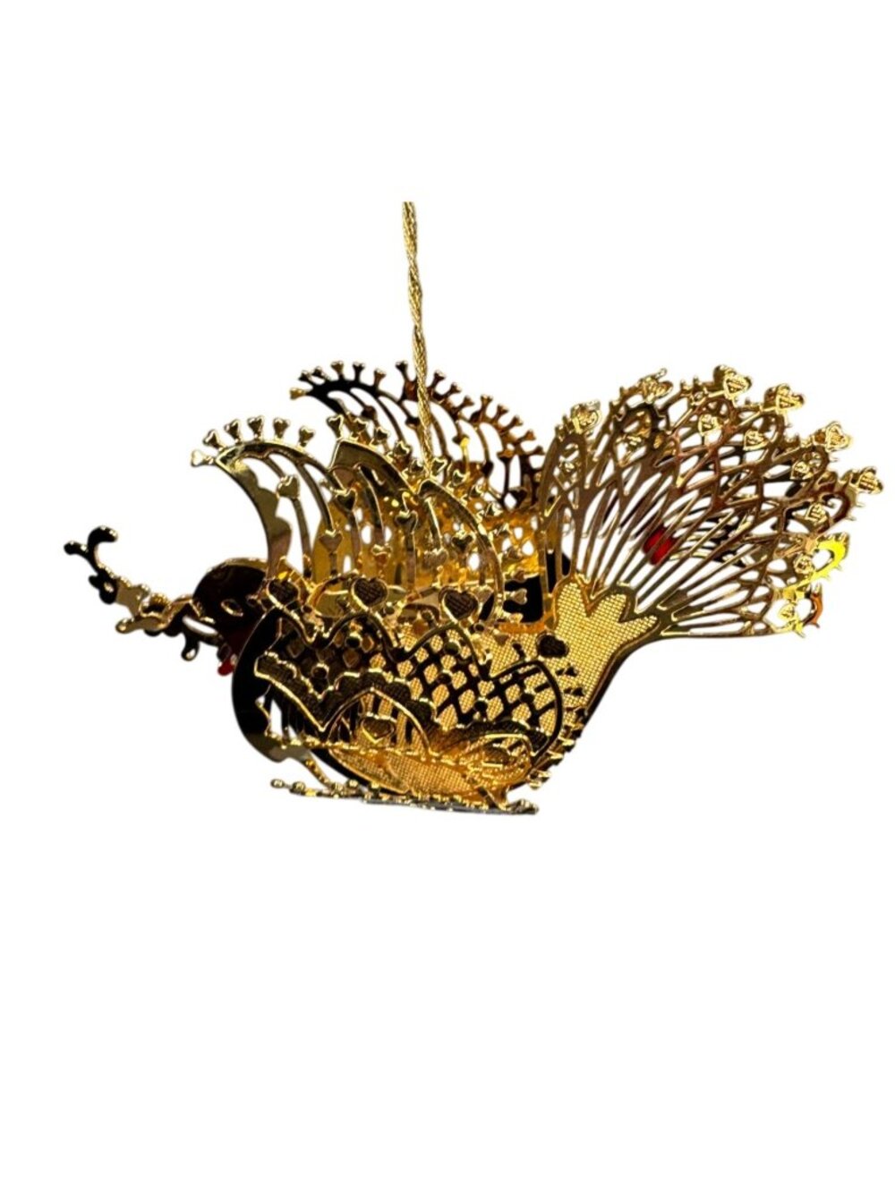Danbury Mint Gold Tone Bird With Intricate Flowering Branch Design Ornament - Picture 7 of 7